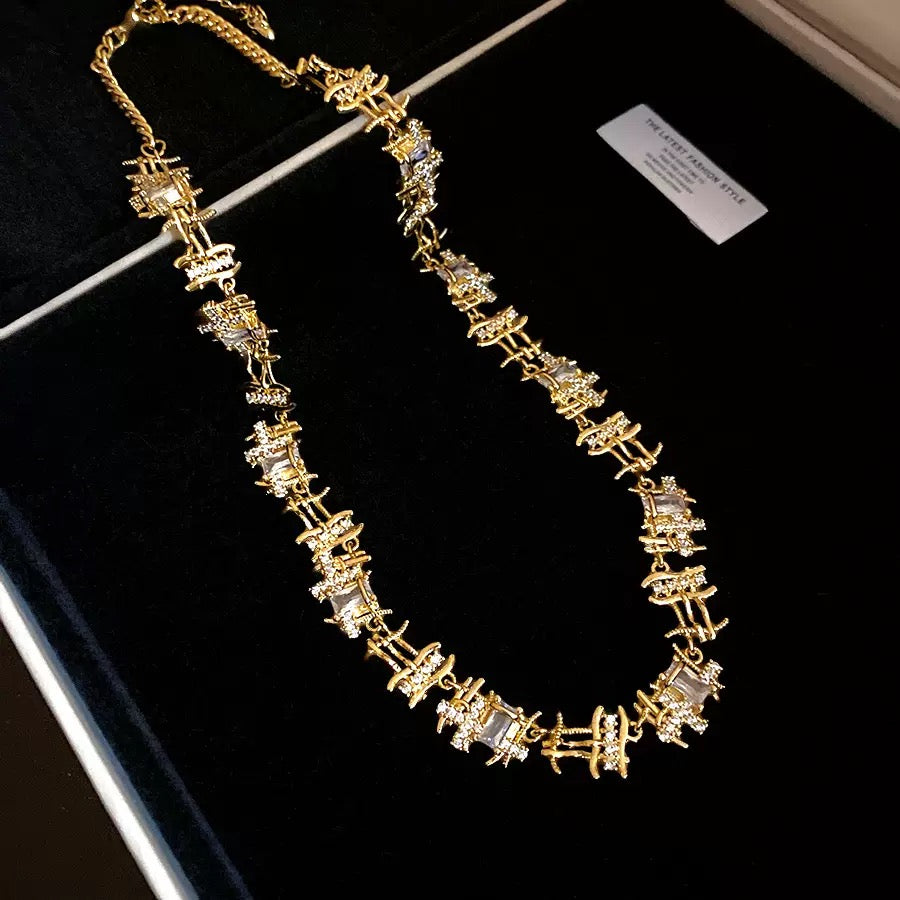 Vintage Woven Gemstone Necklace