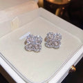 S925 Sterling Silver Zircon Four-Leaf Clover Earrings