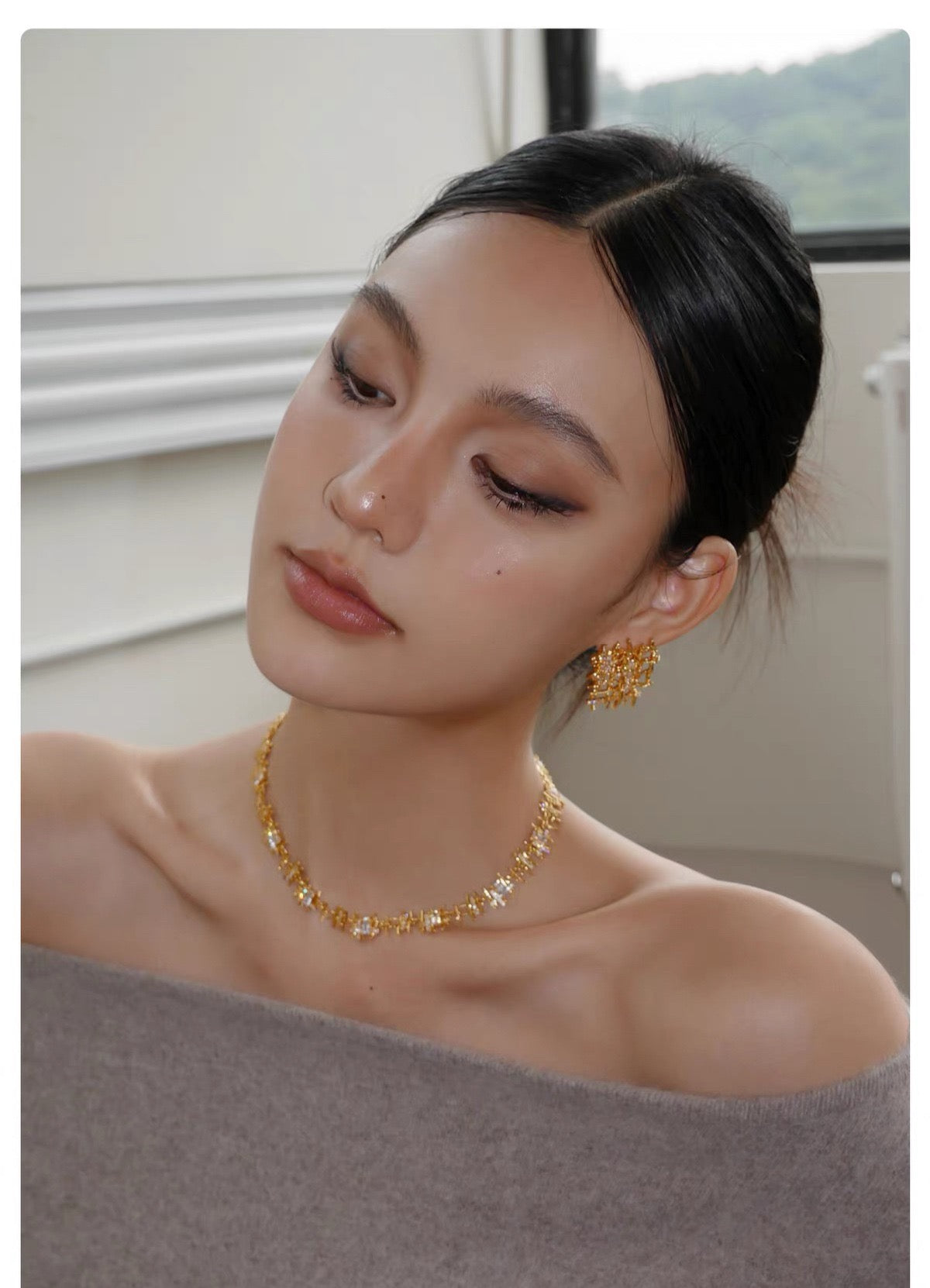 Vintage Woven Gemstone Necklace