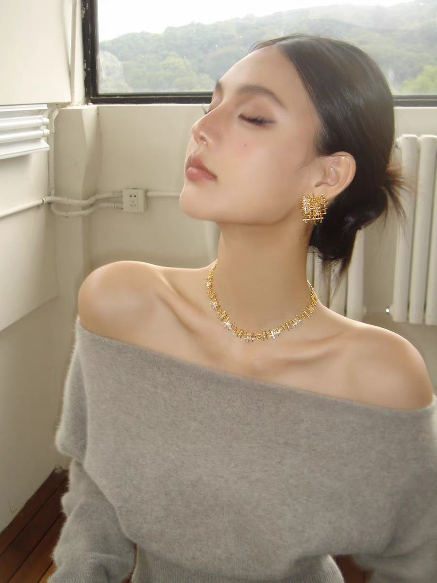 Vintage Woven Gemstone Earrings