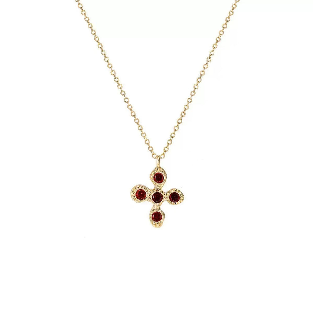 Vintage Cross Gemstone Necklace