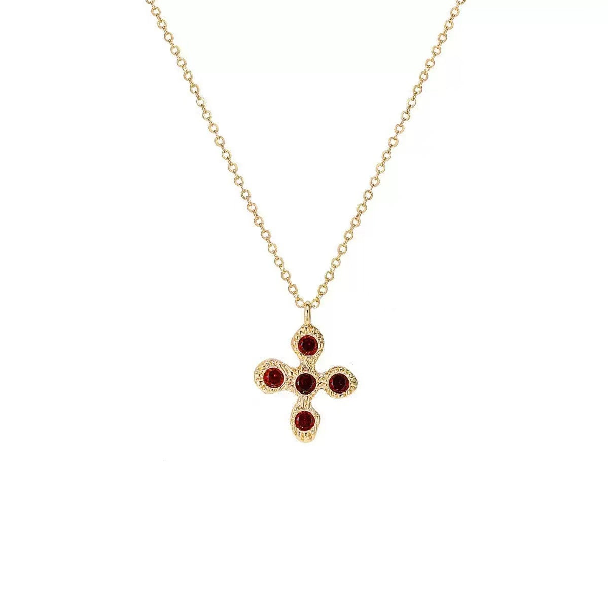 Vintage Cross Gemstone Necklace