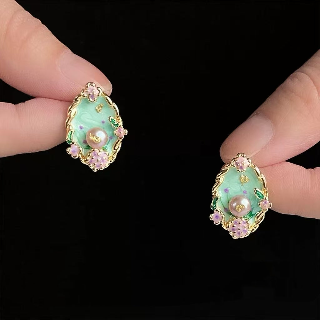 Monet Garden Pearl Earrings