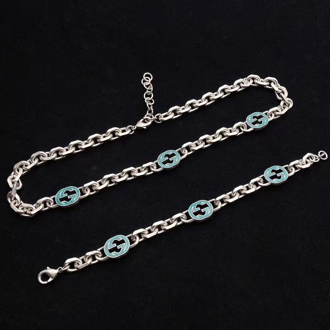GG925 Silver Enamel Bracelet,Necklace