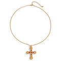 Vintage Gemstone Cross Necklace