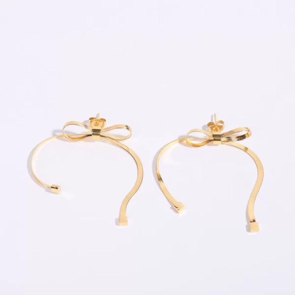 Bow Short Snake Chain Necklace, Earrings, Ring